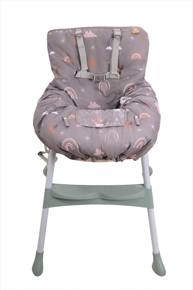 Delfin Shopping Cart Cover for Baby Girl & Boy | Water Resistant High Chair Cover w/Phone Pouch & Pocket | Gender Neutral Cart Cover for Babies | Padded Grocery Cart Cover for Baby | (Grey) - Image 4